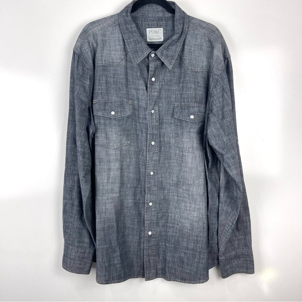 PD&C Vintage Y2K Denim Shirt Men’s Size XXL 90s Button Down Workwear Grunge